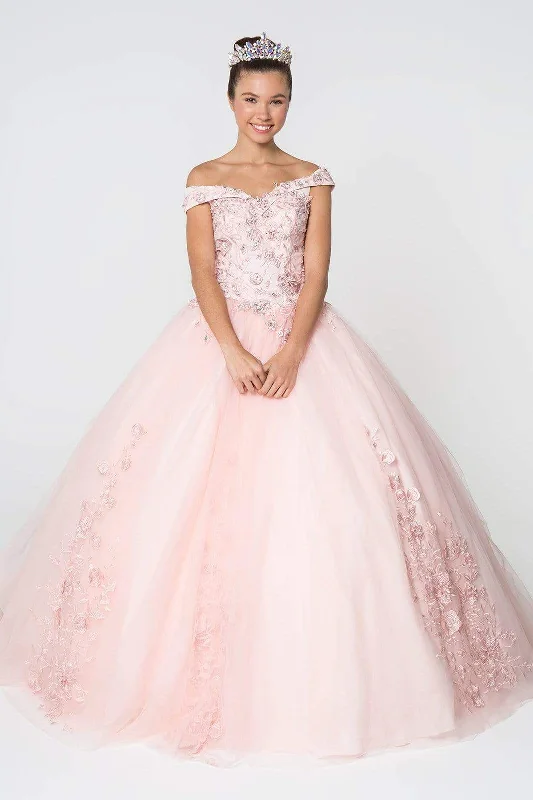 Early Bird Discount Elizabeth K - GL2802 Floral Embroidered Off Shoulder Ballgown