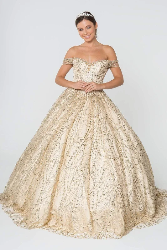 Weekend Flash Sale Elizabeth K - GL2831 Off Shoulder Glitter Mesh Ballgown