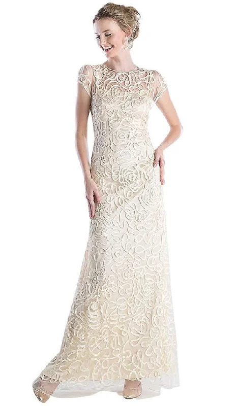 Savings Galore Cinderella Divine - Embellished Illusion Jewel Neck Sheath Dress 1920 - 1 pc Champagne In Size M Available