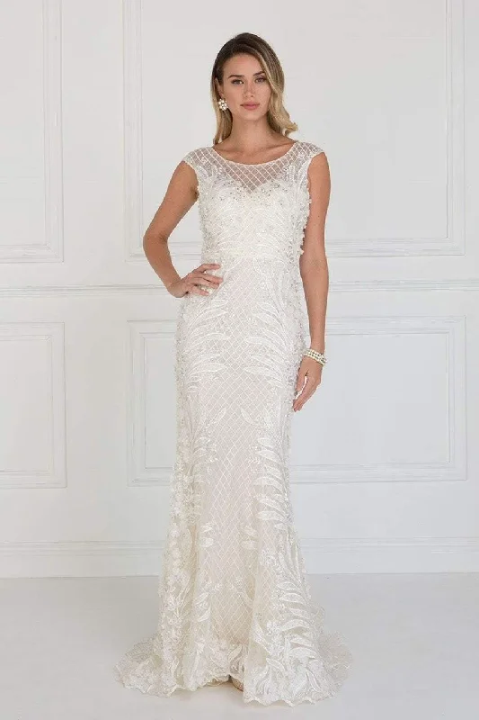 Price Drop Elizabeth K Bridal - GL1534 Cap Sleeve Foliage Ornate Lattice Mermaid Gown