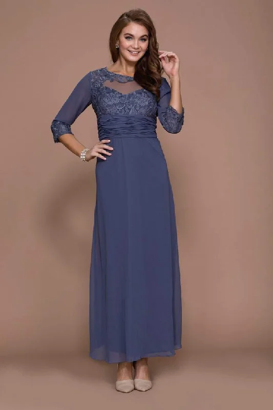 Amazing Deals Nox Anabel - Quarter Length Sleeves Empire Long Dress 5101 - 1 pc Steel in Size L Available