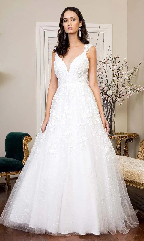 Midnight Sale Elizabeth K - GL1950 Plunging Neck Floral Long Gown