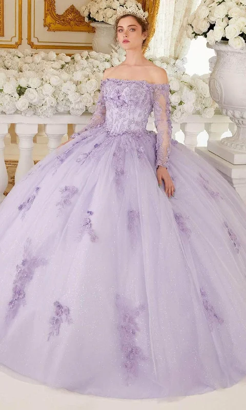Deal of the Week Cinderella Divine 15706 - Off-Shoulder Ballgown with Long Sleeves