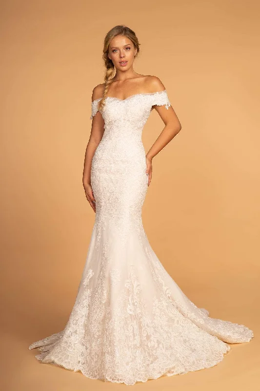 Special Discount GLS by Gloria - GL2594 Lace Off-Shoulder Mermaid Dress With Train