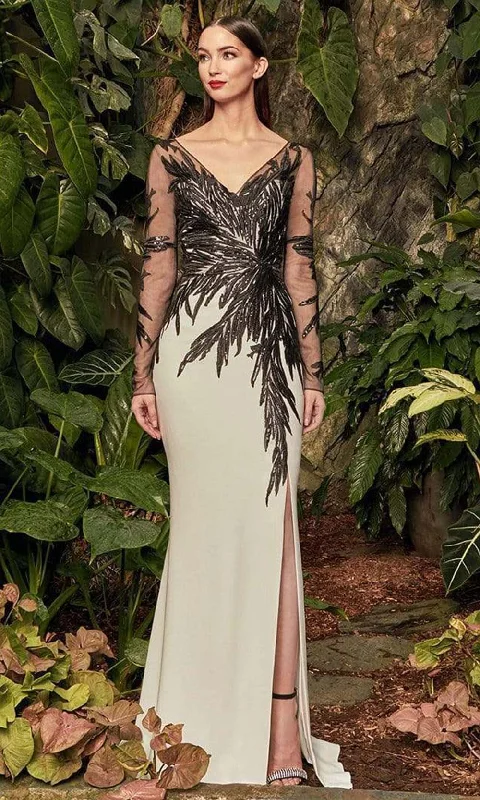Price Rollback Alexander by Daymor - 960 Illusion Sleeves Sequin Lace Applique Sheath Gown