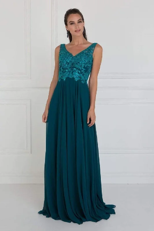 Big Discounts Elizabeth K - Bead Embroidered A-Line Evening Gown GL1567 - 1 pc Teal In Size S Available Big Discounts Elizabeth K - Bead Embroidered A-Line Evening Gown GL1567 - 1 pc Teal In Size S Available