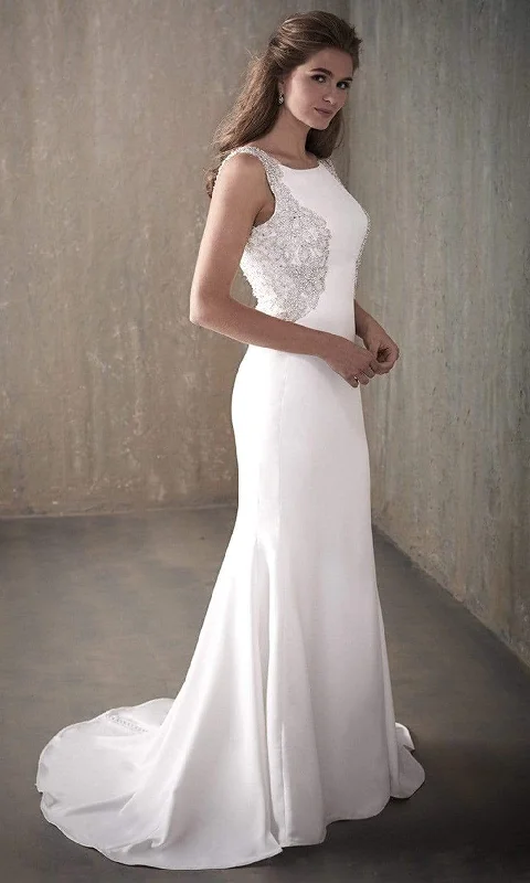 Epic Deals Adrianna Papell Platinum - 31029 Long Cutout Back Mermaid Bridal Gown