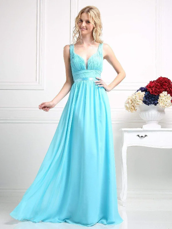 Hot Deal Cinderella Divine - 1972 Plunging Sweetheart Empire Chiffon Long Formal Dress