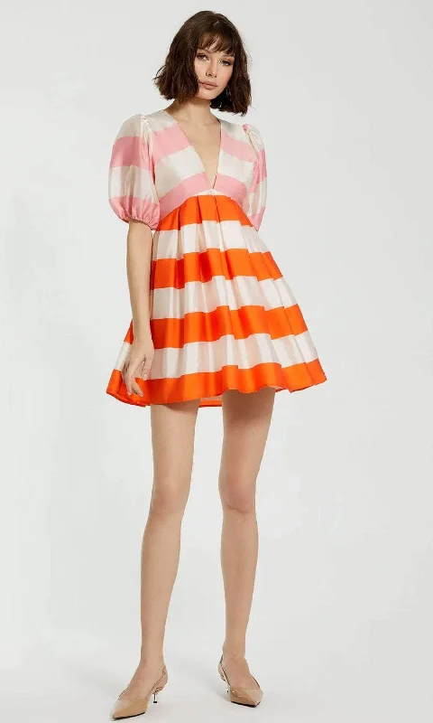 Shop and Save Mac Duggal 81049 - V-Neck Balloon Sleeve Cocktail Dress