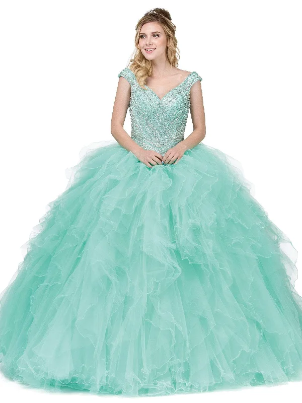 Unmissable Offer Dancing Queen - 1273 Crystal Adorned Cap Sleeve Quinceanera Ballgown