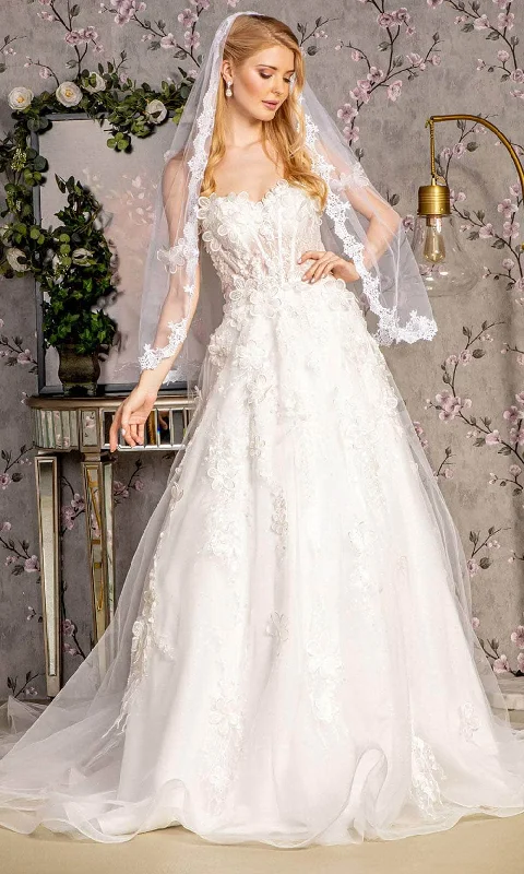 Super Deal GLS by Gloria Bridal GL3448 - Off-Shoulder Side Capes Wedding Dress
