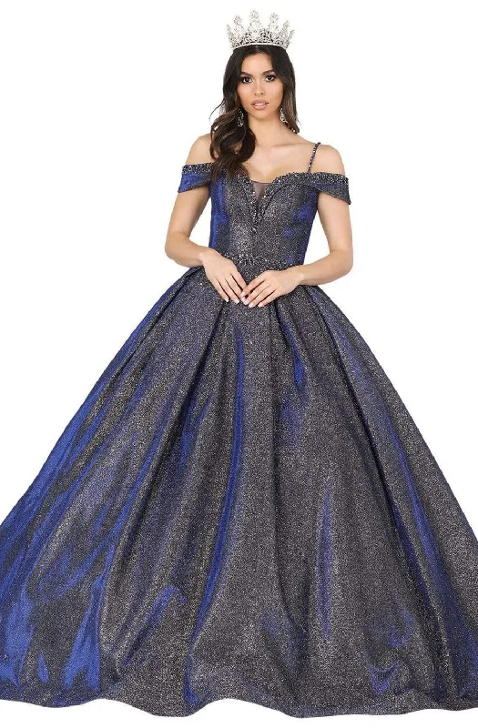 Today’s Deal Dancing Queen - 1506 Embellished Deep Off-Shoulder Pleated Ballgown