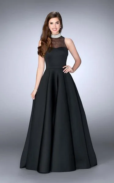 Clearance Items La Femme - Sleeveless Long Black Prom Dress with Pearl Collar 24607 - 1 pc Black In Size 14 Available