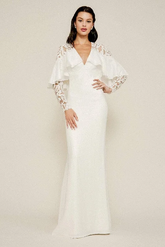 Price Rollback Tadashi Shoji - Zues Lace Long-Sleeve Crepe Gown