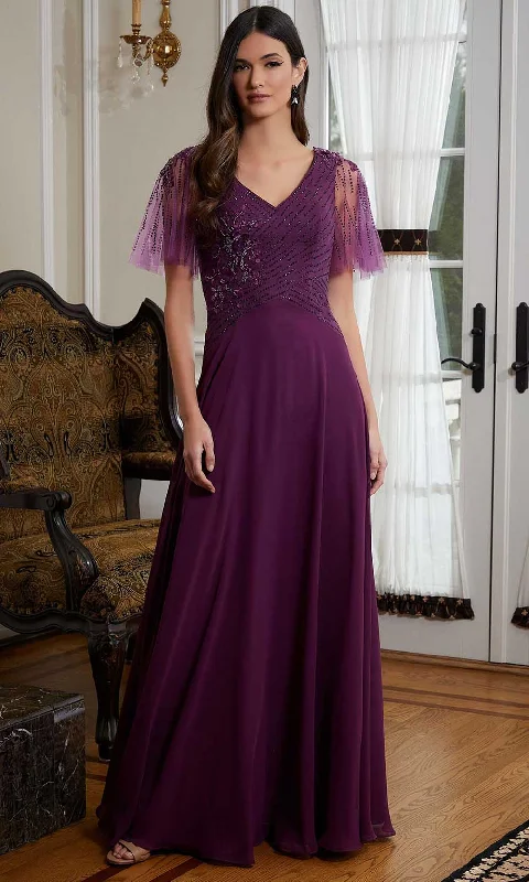 Discount Deals MGNY By Mori Lee 72819 - Flutter Sleeve Chiffon Evening Gown