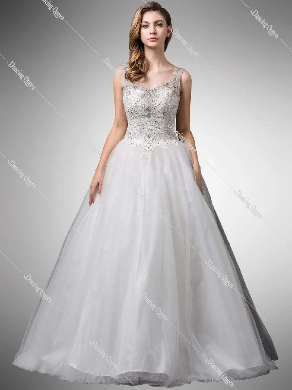 Today’s Deal Dancing Queen Bridal - 105 Beaded V-Neck Wedding Dress