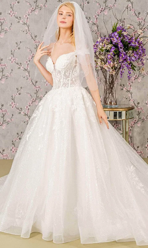 Final Clearance GLS by Gloria Bridal GL3489 - Off-Shoulder Embroidered Wedding Gown