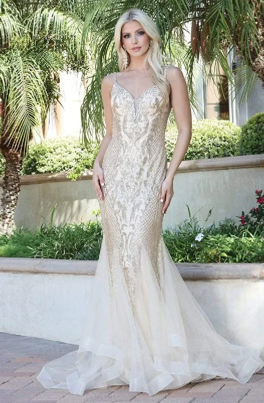 Crazy Savings Dancing Queen - 2972 Embellished Tulle Godets Trumpet Prom Dress