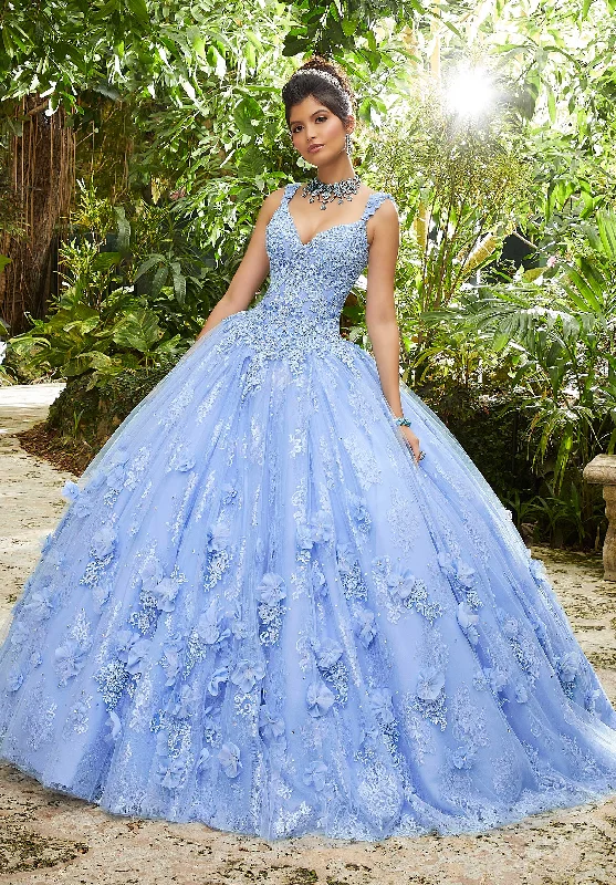 Instant Discount Vizcaya by Mori Lee - 89250 Floral Applique V-neck Tulle Ballgown