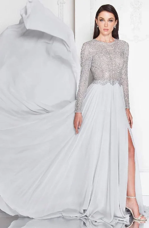 Savings Bonanza Terani Couture - 1813M6703 Shimmering Long Sleeve Evening Gown