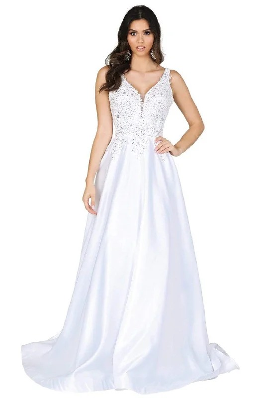 Hurry In Dancing Queen - 139 Embellished Plunging V-Neck Wedding Gown
