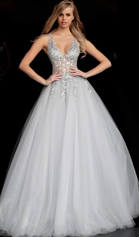 Price Drop Alert Jovani - 65379 Crystal Embellished Plunging V-neck Ballgown
