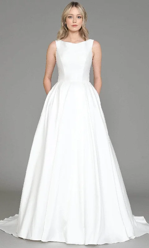 Weekend Deal Poly USA 8534 - Bateau Neck Sleeveless Bridal Gown