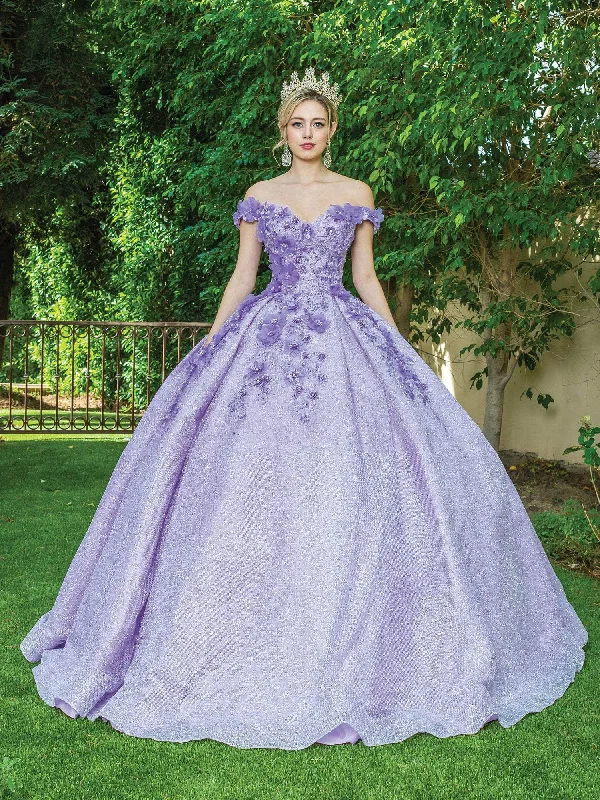 Savings Alert Dancing Queen - 1527 Beaded Floral Appliqued Off Shoulder Ballgown