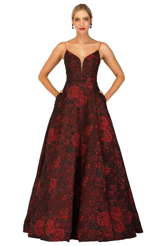 Online Only Cecilia Couture - 2100 Floral Open Back A-line Long Dress