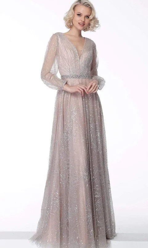 Year-End Clearance Jovani - 65658 Glittered V-Neck A-Line Dress