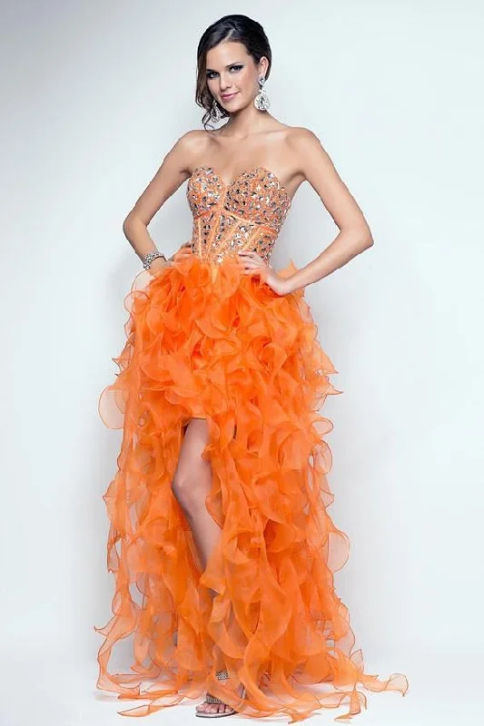Savings Galore Blush by Alexia Designs - 9560 Sheer Ruffled Sweetheart High-Low Gown