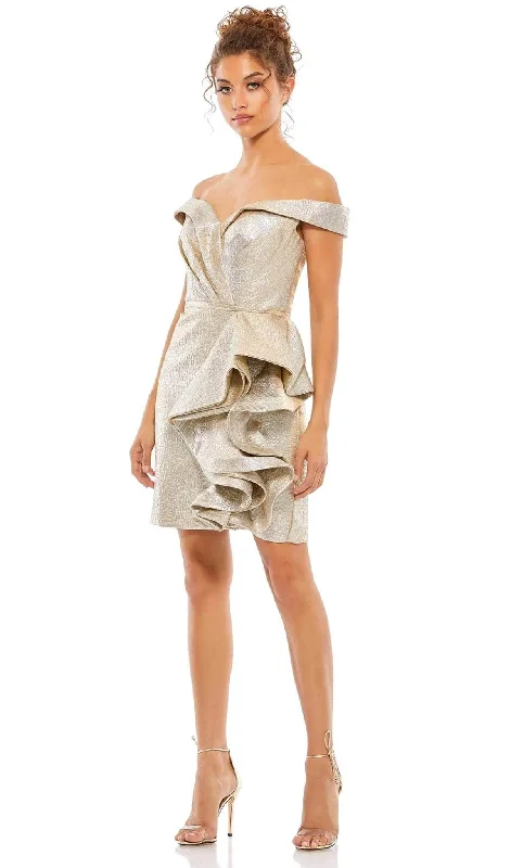 Today Only Mac Duggal 68325 - Short Off Shoulder Metallic Dress