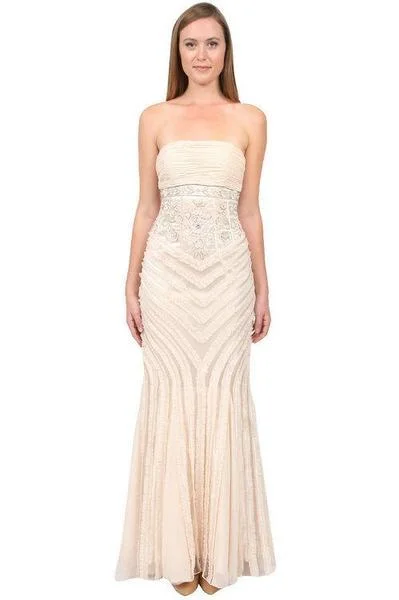 Low Prices Sue Wong - N0230 Strapless Ruffle Trim Mermaid Gown - 1 pc Champaign In Size 4 Available