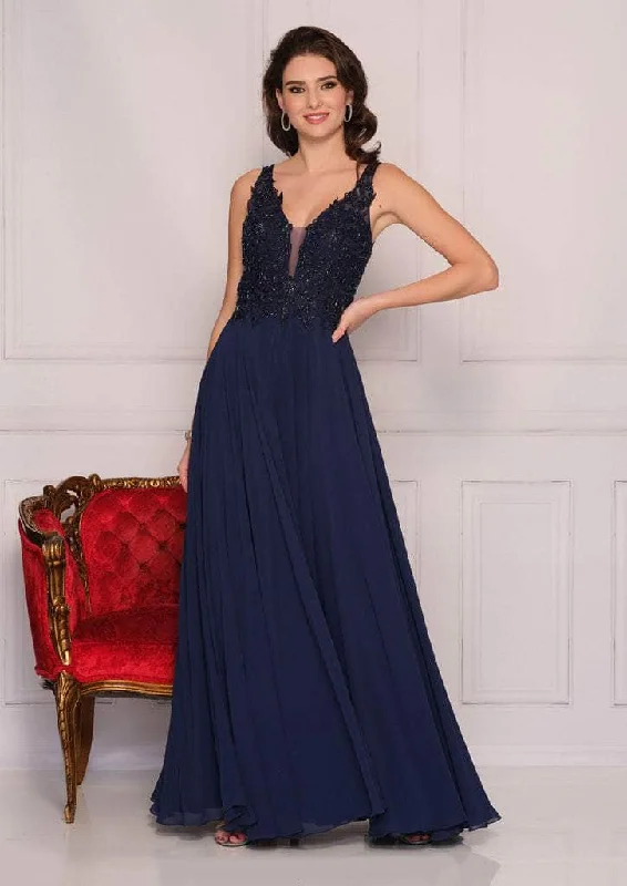 Deal of the Day Dave & Johnny - A9159 Sexy V-Neck Lace Bodice A-Line Dress