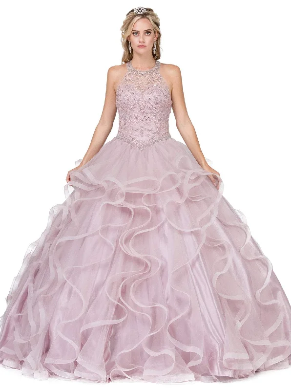 Bonus Savings Dancing Queen - 1285 Embellished Halter Ruffled Quinceanera Ballgown