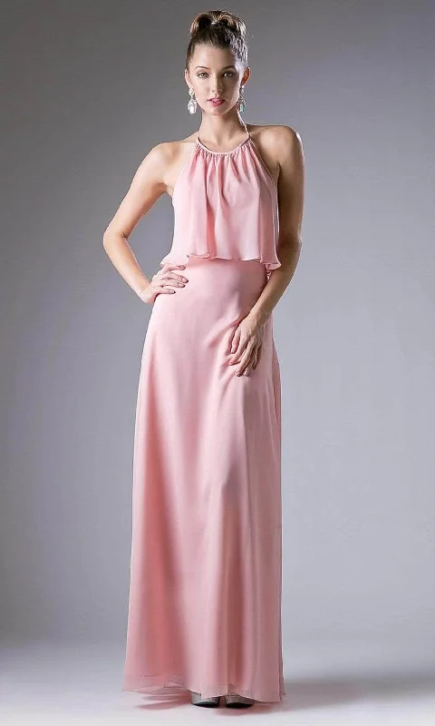 Don’t Miss Out Ladivine CF130 - Flounce Halter Chiffon A Line Dress