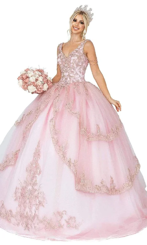 Price Cut Dancing Queen - 1573 Garland Embellish Tiered Ballgown