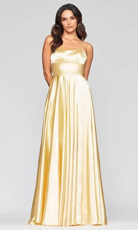 Special Price Faviana - Strappy Open Charmeuse Prom Dress S10211 - 1 pc Buttercream In Size 8 Available