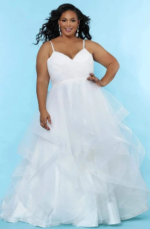 Steals and Deals Sydney's Closet - SC5240 Ruched V Neck A-Line Dress