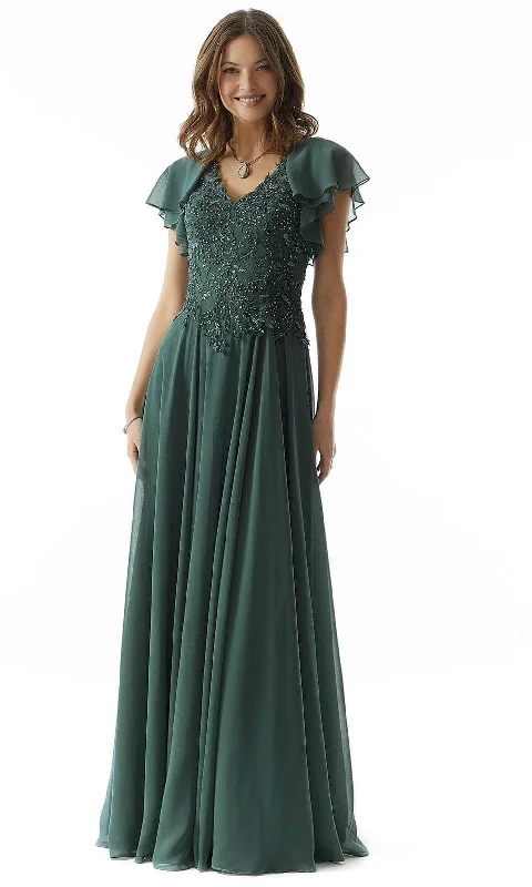 Best Deals MGNY by Mori Lee 73016 - Flutter Sleeve Beaded Evening Dress