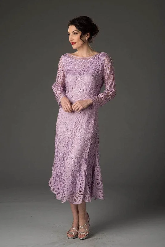Deal Frenzy Soulmates D1423 - Tea Length Hand Crochet Lace Dress