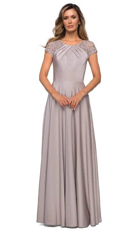 Huge Savings La Femme - Lace Jewel Neck A-Line Dress 28100SC