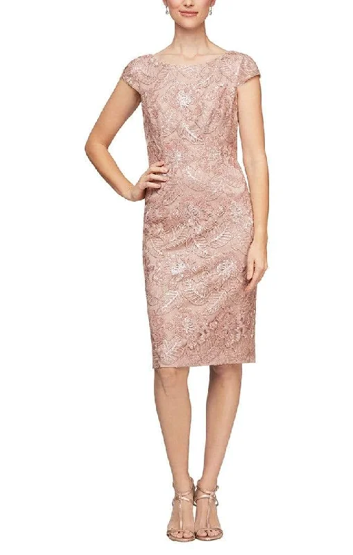 Online Specials Alex Evenings - 117654 Cap Sleeve Embroidered Sequin Dress