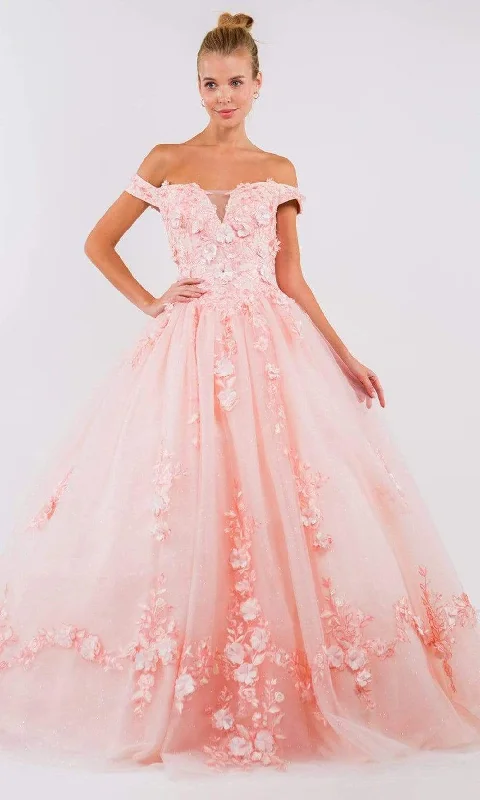 Price Cut Elizabeth K - GL1958 Floral Applique Off Shoulder Ballgown