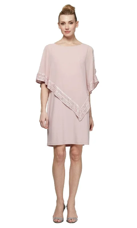 Limited Edition SLNY SL111176 - Asymmetric Capelet Formal Dress
