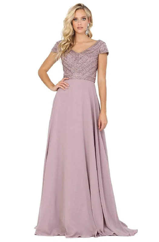 New Markdowns Dancing Queen - Beaded V-Neck Evening Gown 4015