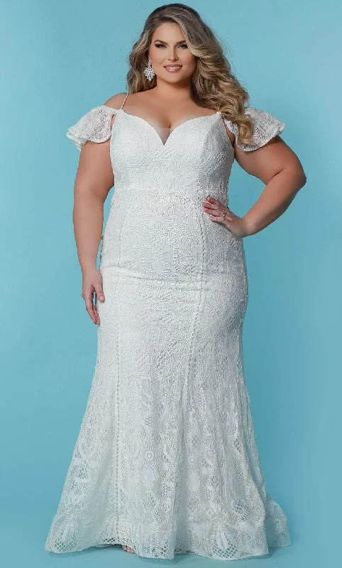 Limited Edition Sydney's Closet Bridal SC5297 - Lace Drape Sleeve V-Neck Wedding Dress