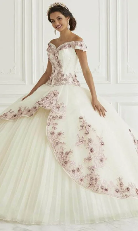 Seasonal Sale LA Glitter - 24092 Off Shoulder Floral Ballgown