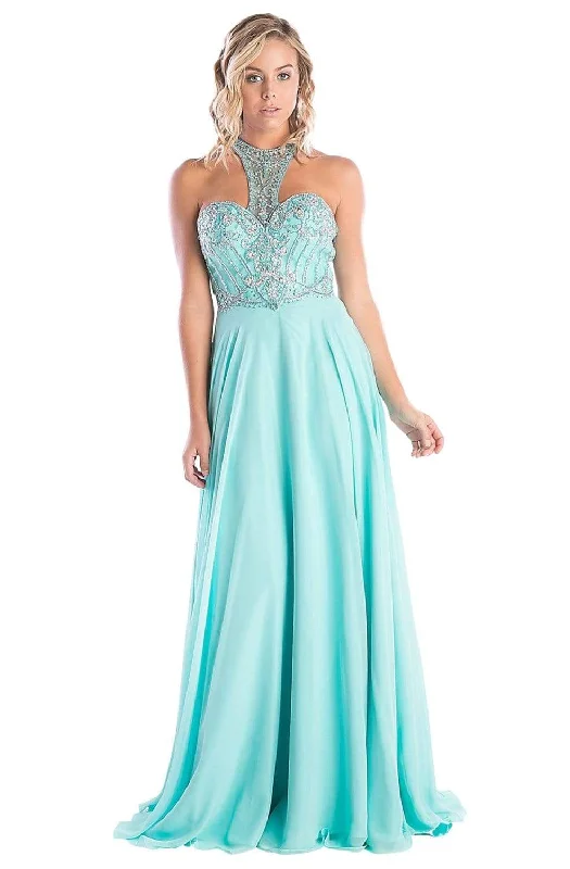 Bargain Bin Cinderella Divine - C231 Beaded Halter A-Line Dress