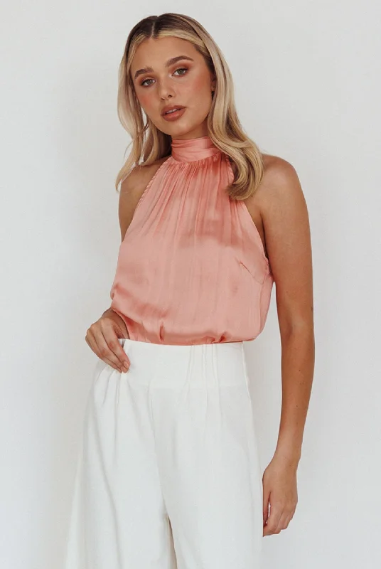 Final Clearance Calisto Sleeveless Tied Neck Top Rose